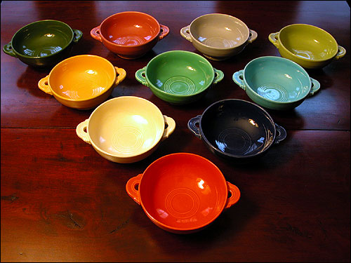 vintage fiesta cream soup bowls