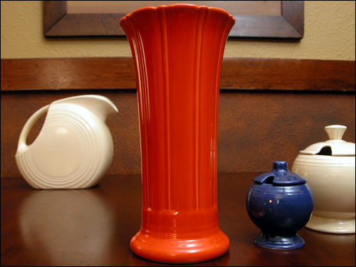 Vintage Fiestaware 8 inch art pottery flower vase